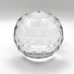 Unbranded Crystal Paperweight 3in Clear Good Faceted Glass Sphere Orb Base